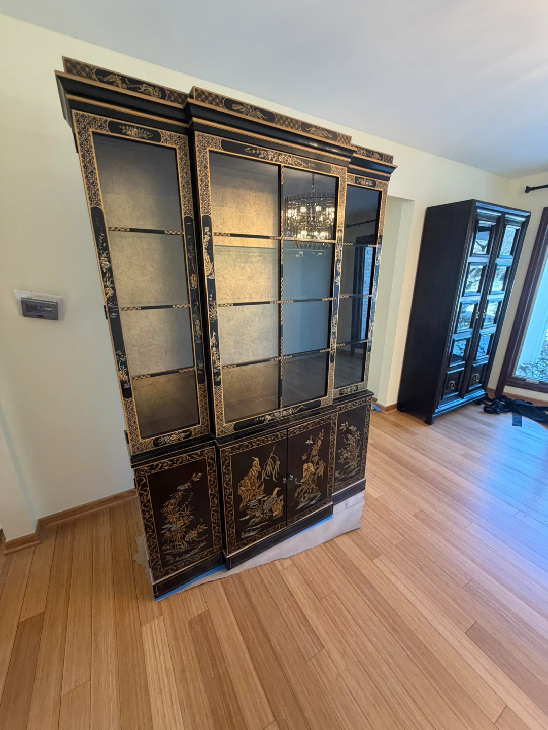 rare  drexel  et cetera chinoiserie china cabinet black lacquer - photo 2