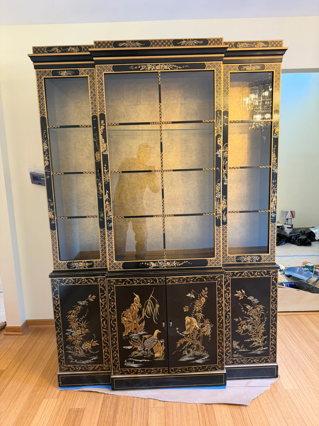 rare  drexel  et cetera chinoiserie china cabinet black lacquer