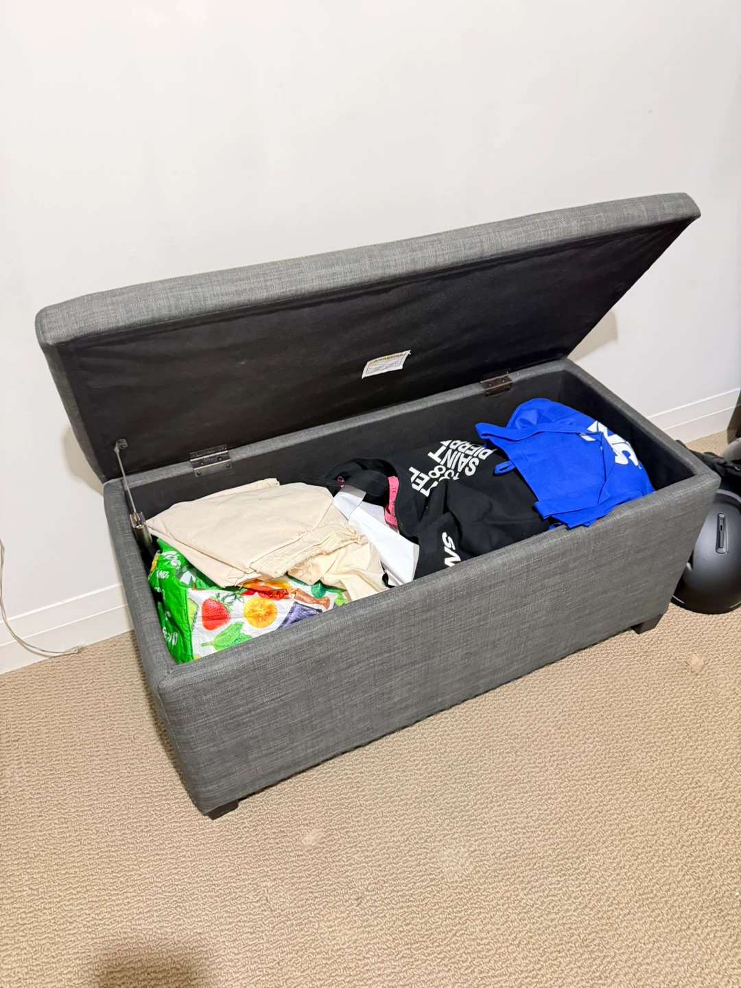 Grey Storage Ottoman Bench Like New - photo 2