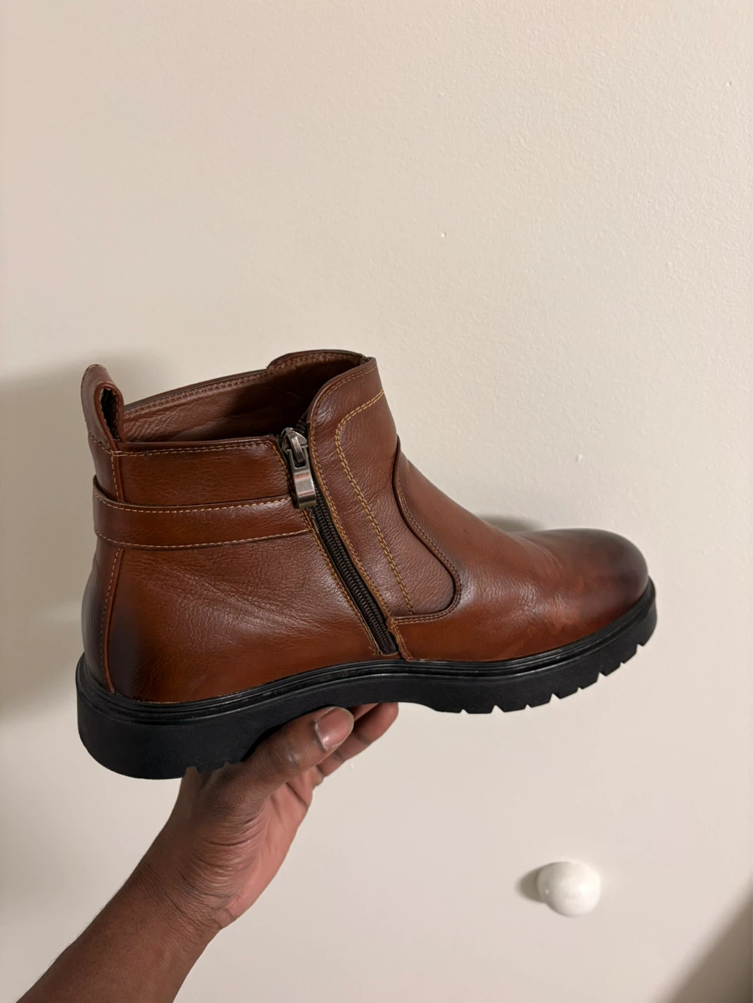 Brown Leather Zip Ankle Boots - photo 3