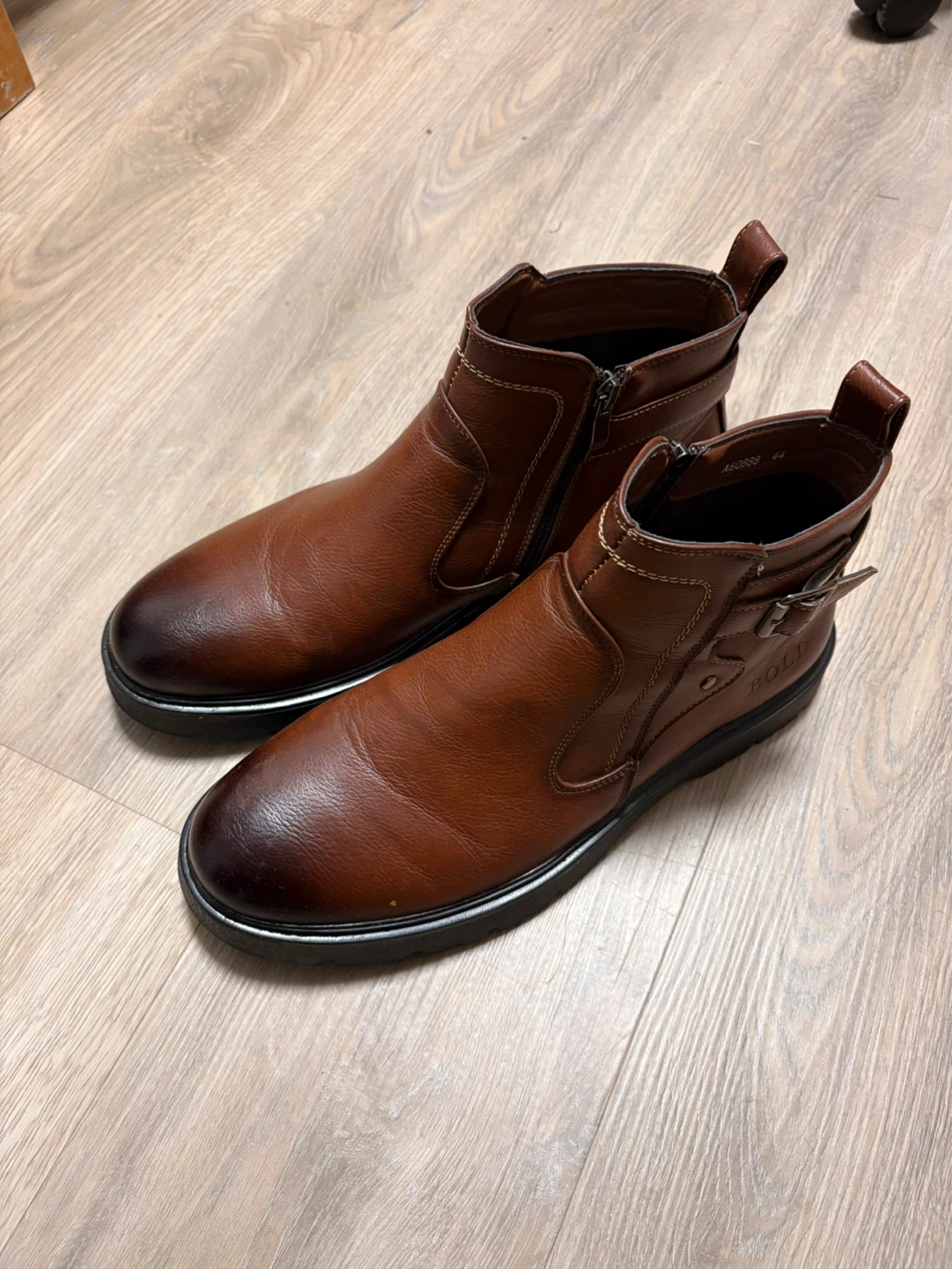Brown Leather Zip Ankle Boots