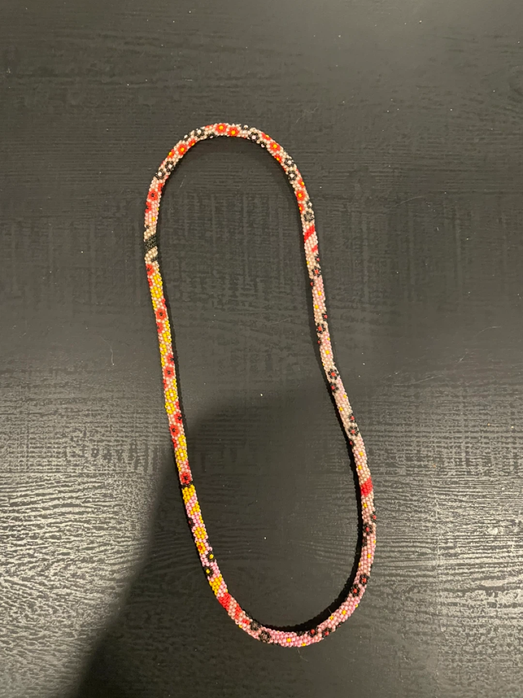 Beaded Necklace with Floral Pattern