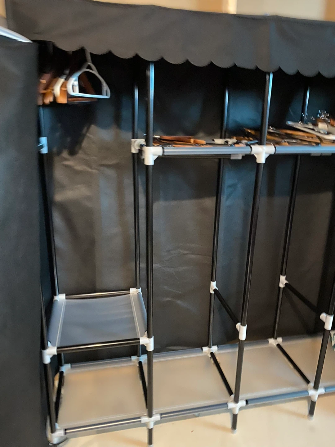 Black Portable Wardrobe Clothes Closet Organizer Storage Shelf