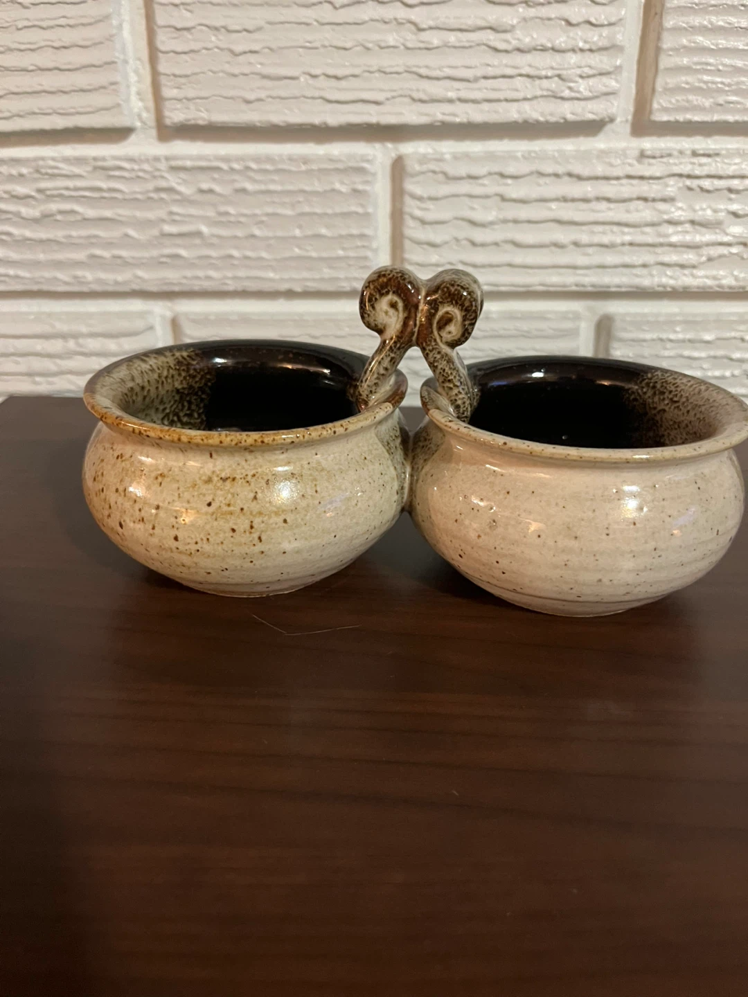 Ceramic Double Bowl with Handle