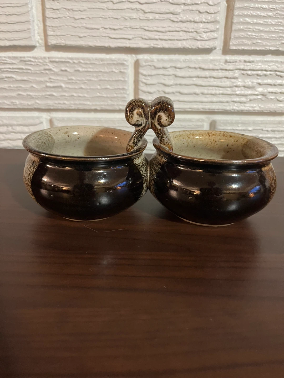 Ceramic Double Bowl with Handle - photo 2