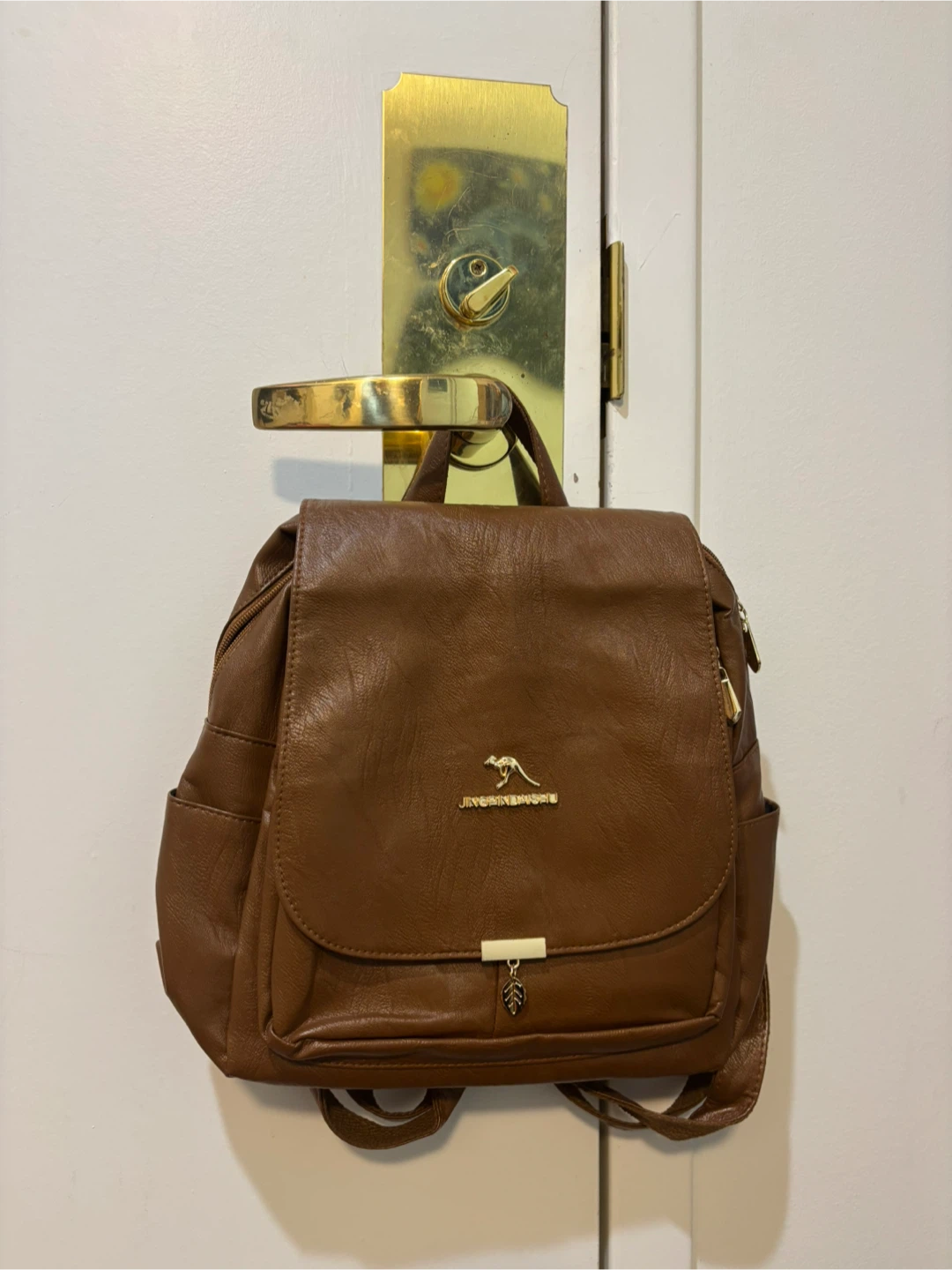 Brand New Brown Faux Leather Backpack