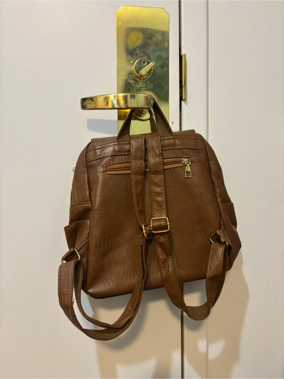 Brand New Brown Faux Leather Backpack - photo 2
