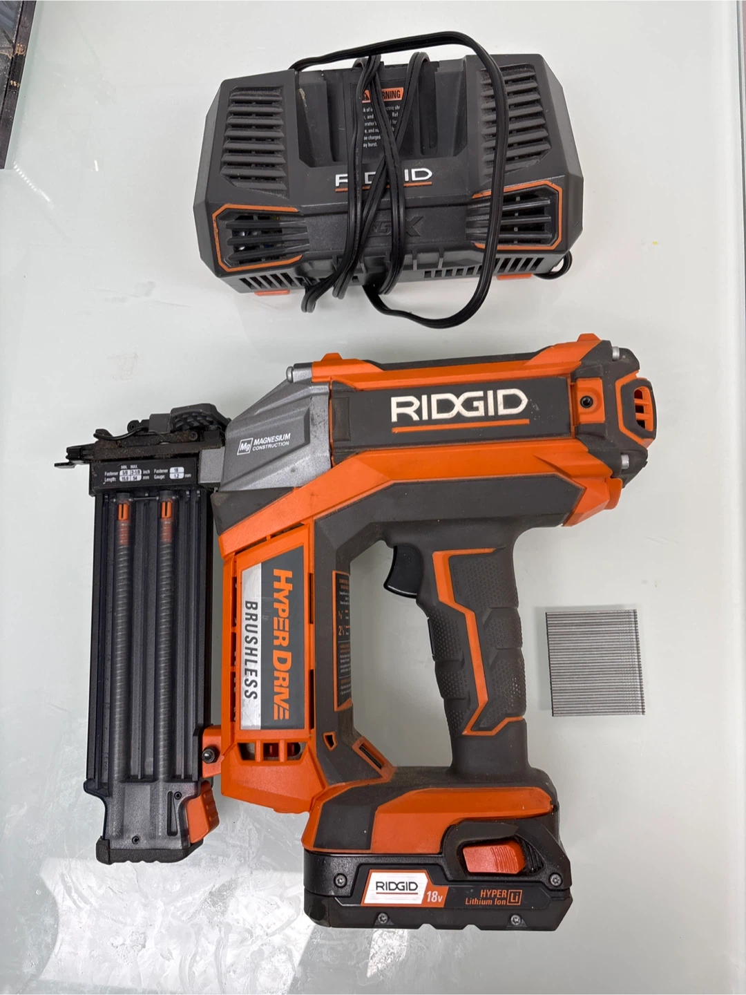 RIDGID HyperDrive Brushless Brad Nailer with Charger