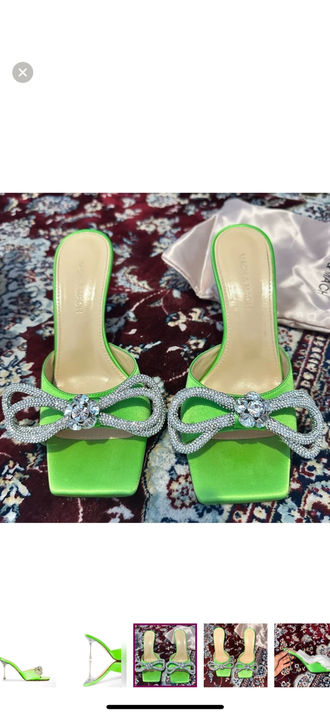 Mach & Mach Green Bow embellished heels EU 37.5 7.5 women - photo 2