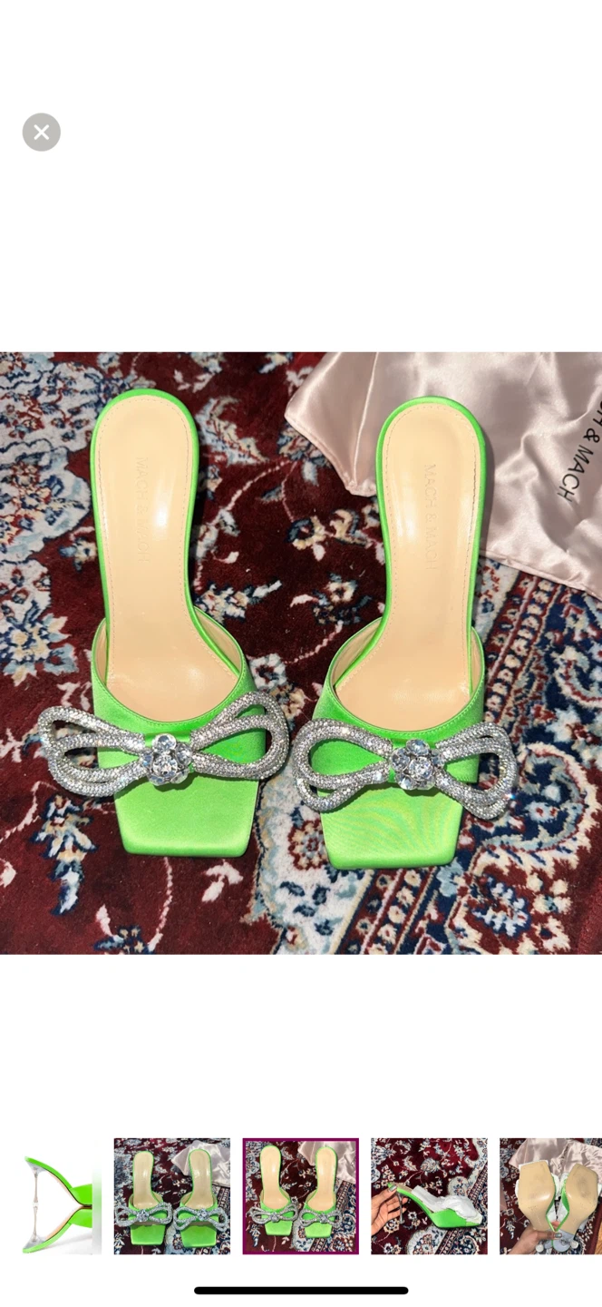 Mach & Mach Green Bow embellished heels EU 37.5 7.5 women