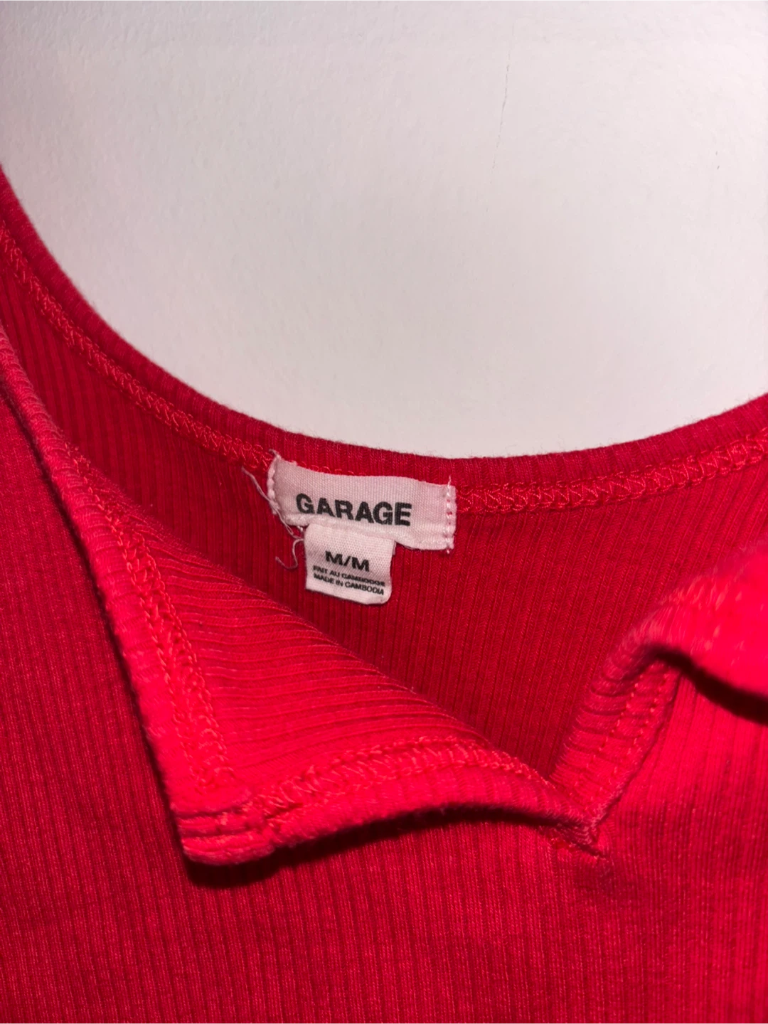 Garage Red Ribbed Tank Top M - photo 2