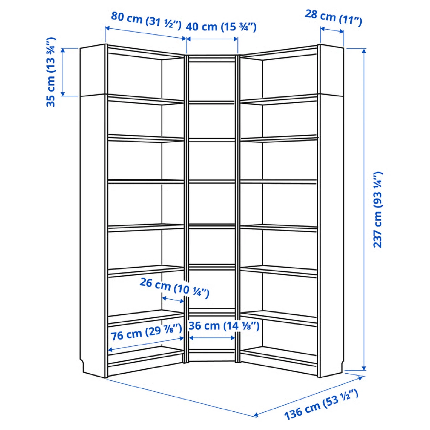 IKEA Billy Corner Bookcase Unit - White - photo 2