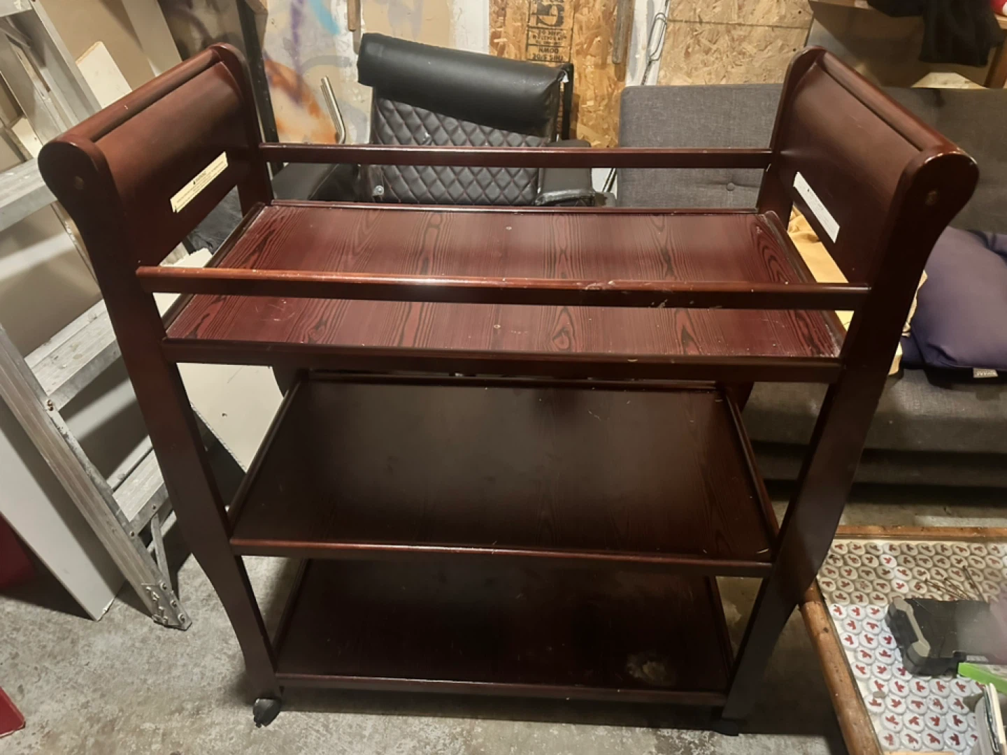 Wooden Baby Changing Station with Wheels