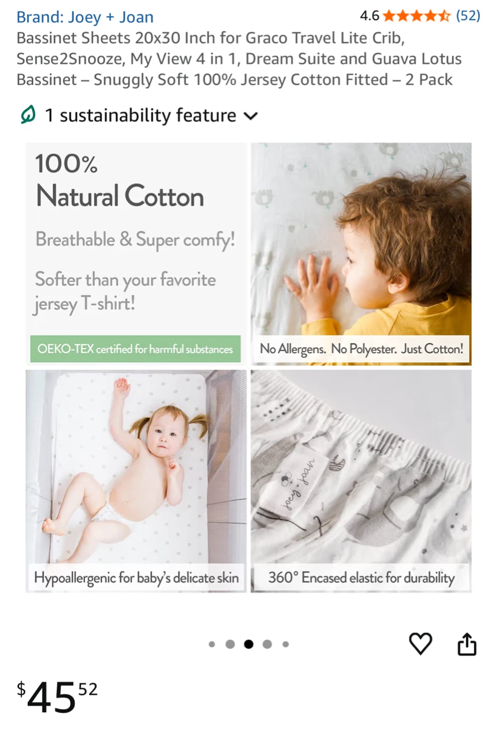 Joey + Joan Bassinet Sheets (2 Pack) - photo 2