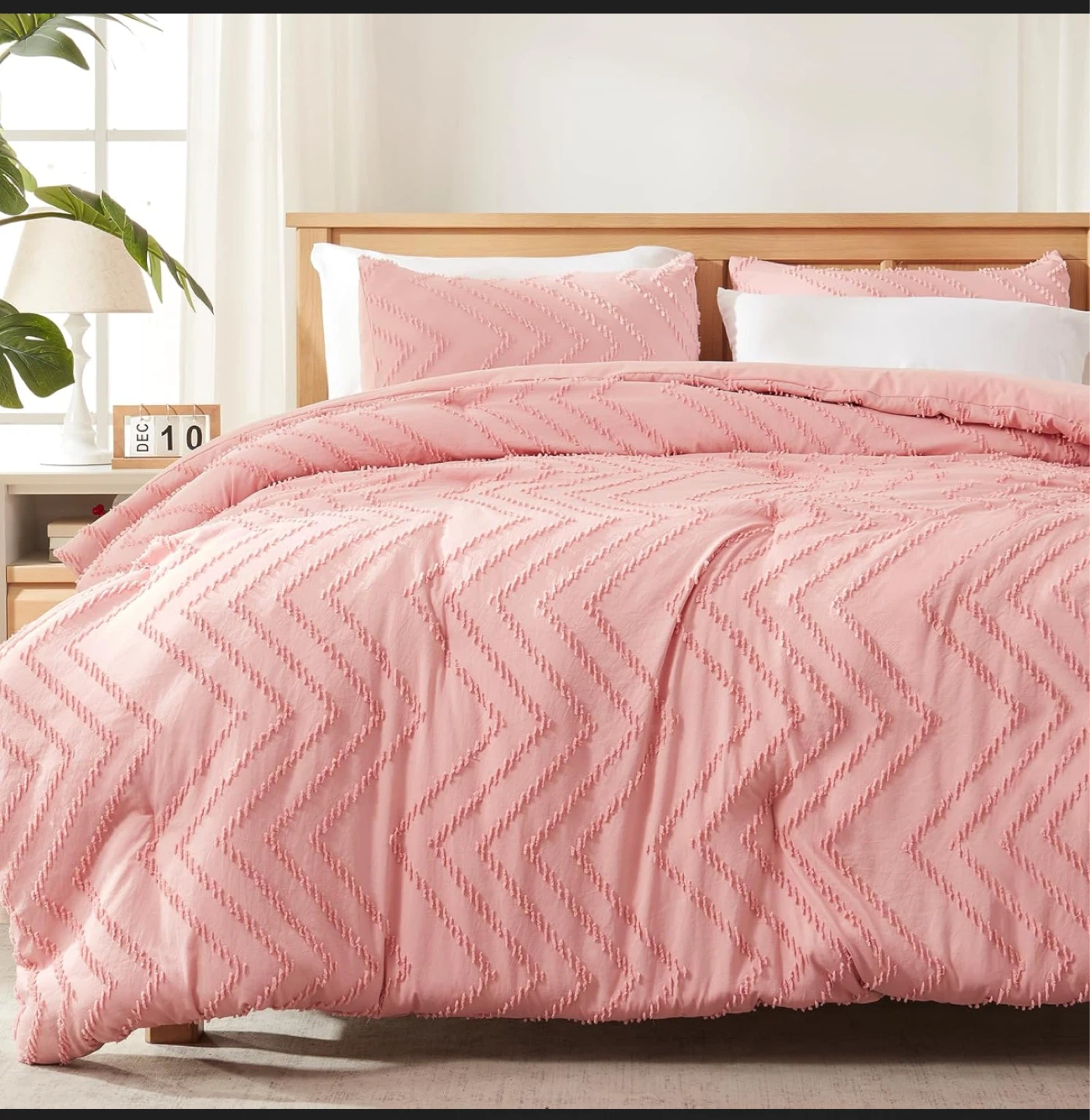 Cosybay Pink Chevron Textured Comforter Set