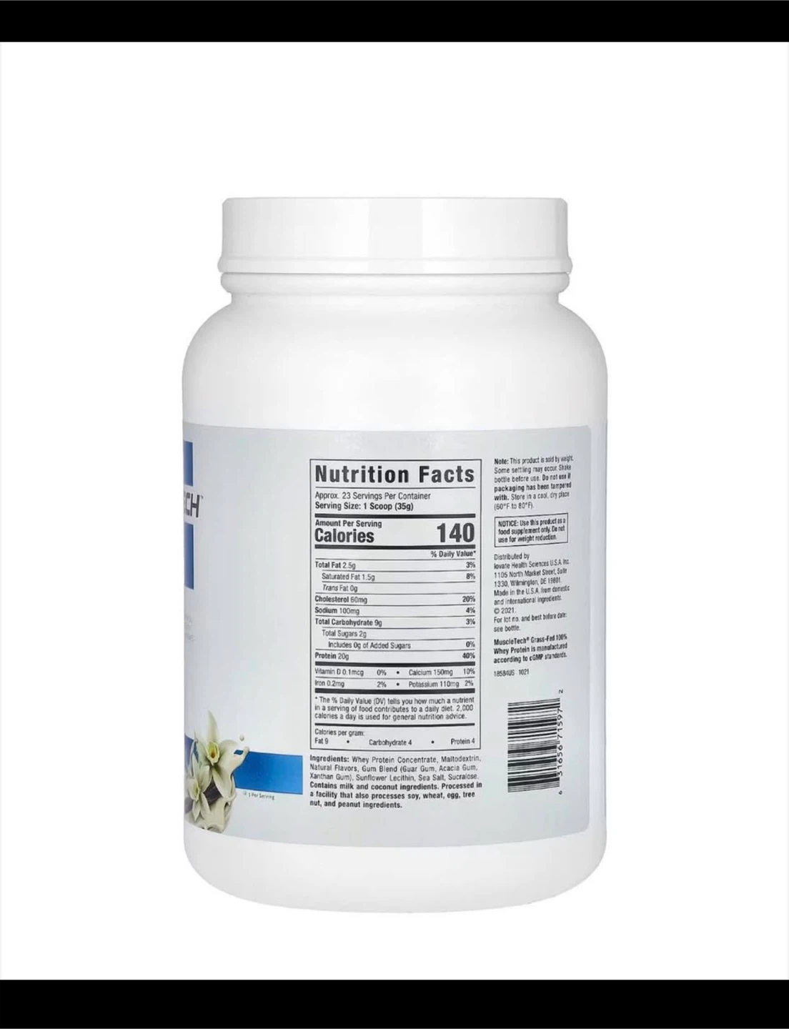 100% Grass-Fed Whey Protein, Deluxe Vanilla, 1.8 lbs (816 g) - photo 2