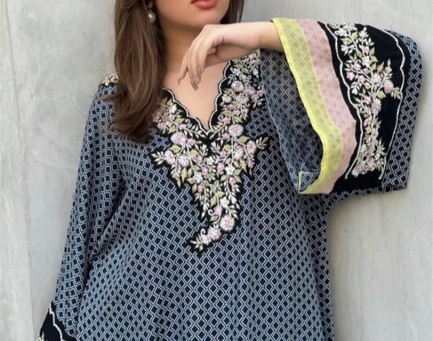 Embroidered Kaftan Dress
