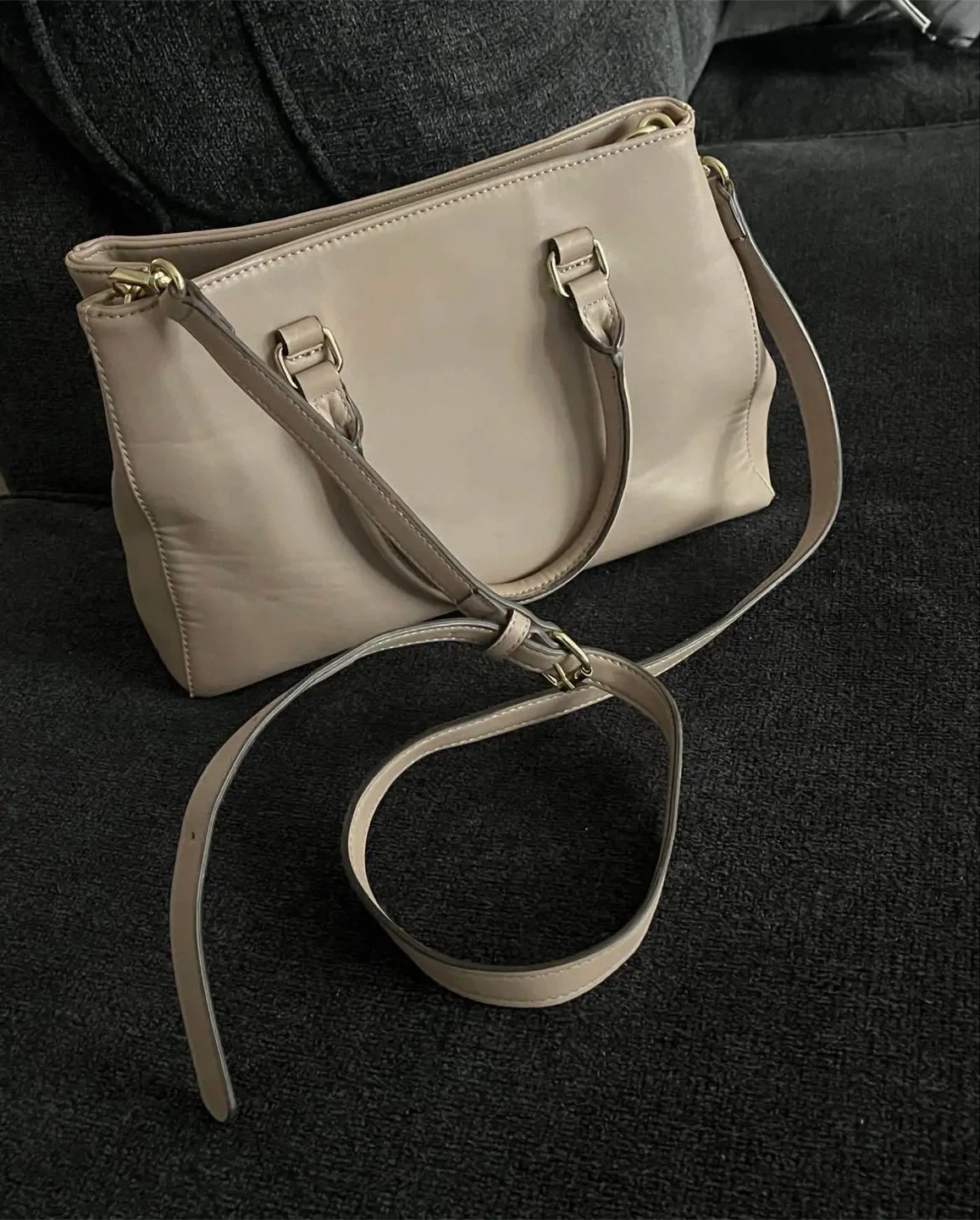 Anne Klein Beige Satchel Handbag with Perforated Design - photo 2