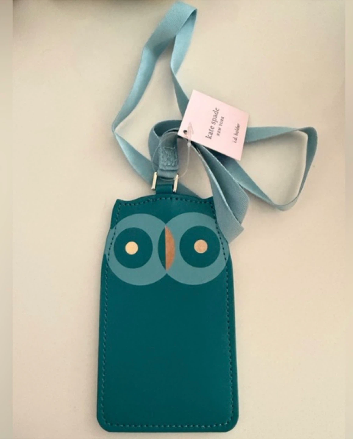 NWT Kate Spadert Leather Blue Owl ID Tag Holder