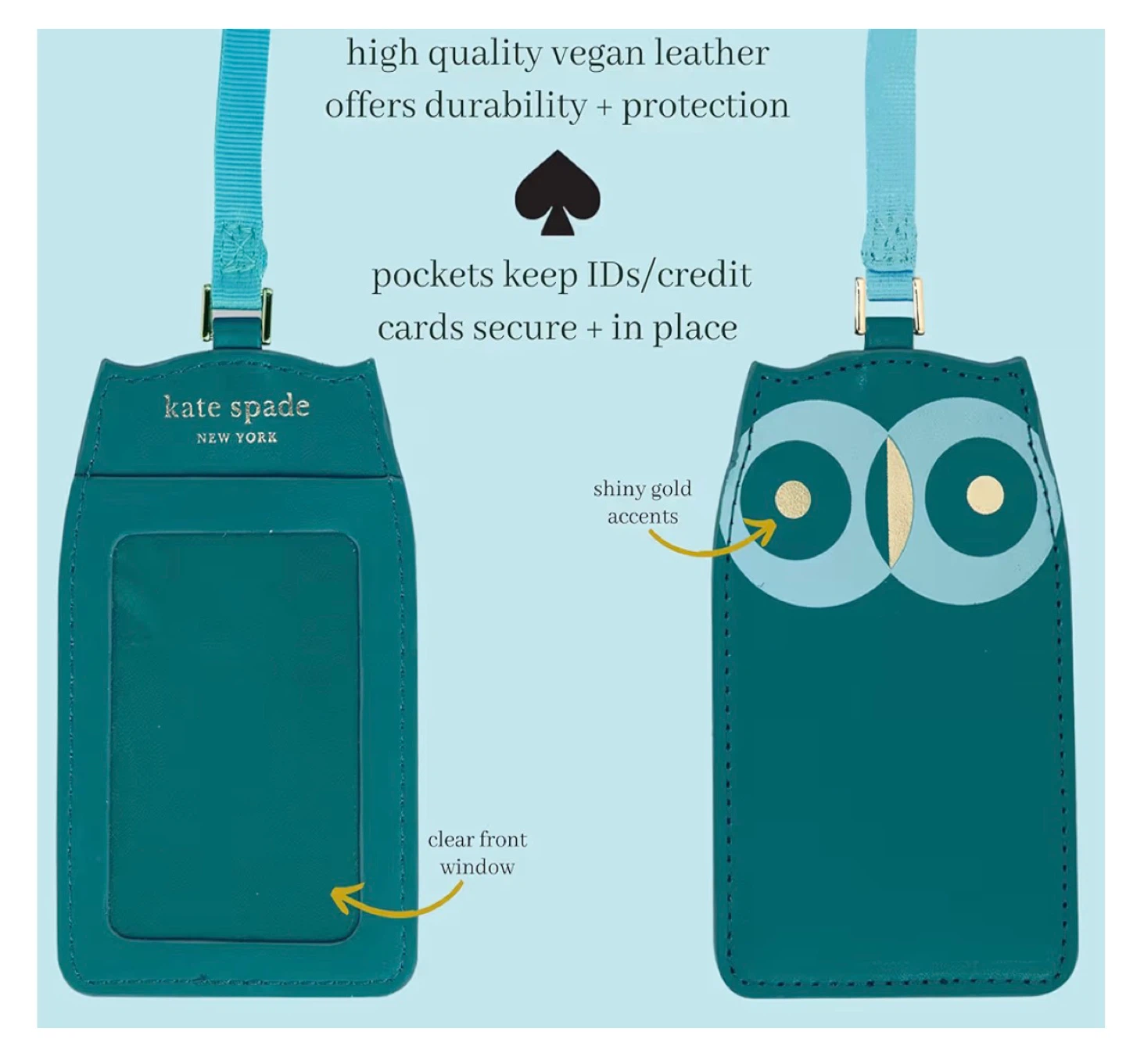 NWT Kate Spadert Leather Blue Owl ID Tag Holder - photo 5