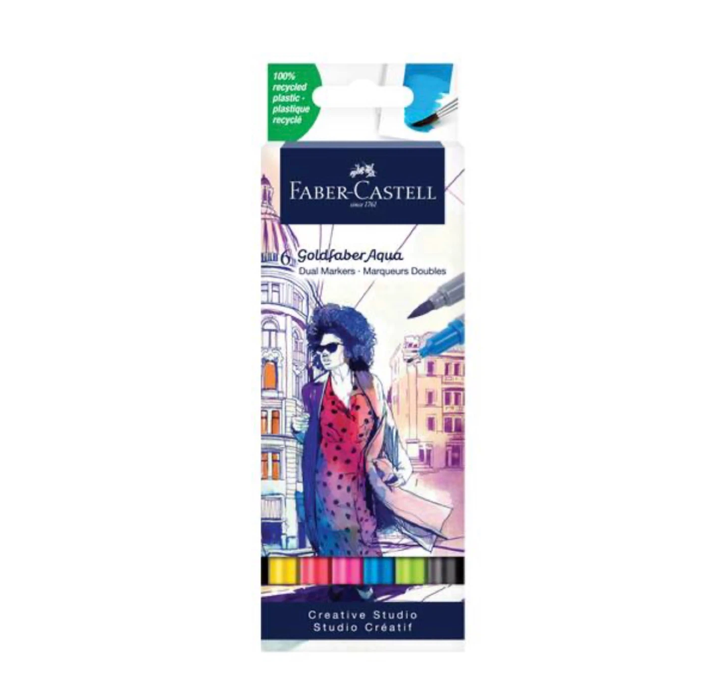 NIB Faber-Castell Goldfaber Aqua Dual-Tip Markers (6)