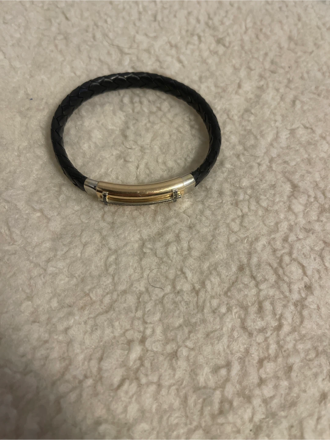 14k solid&leather men bracelet