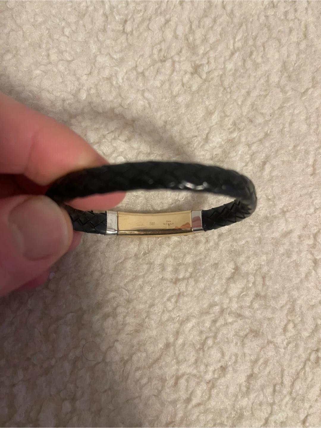 14k solid&leather men bracelet - photo 2