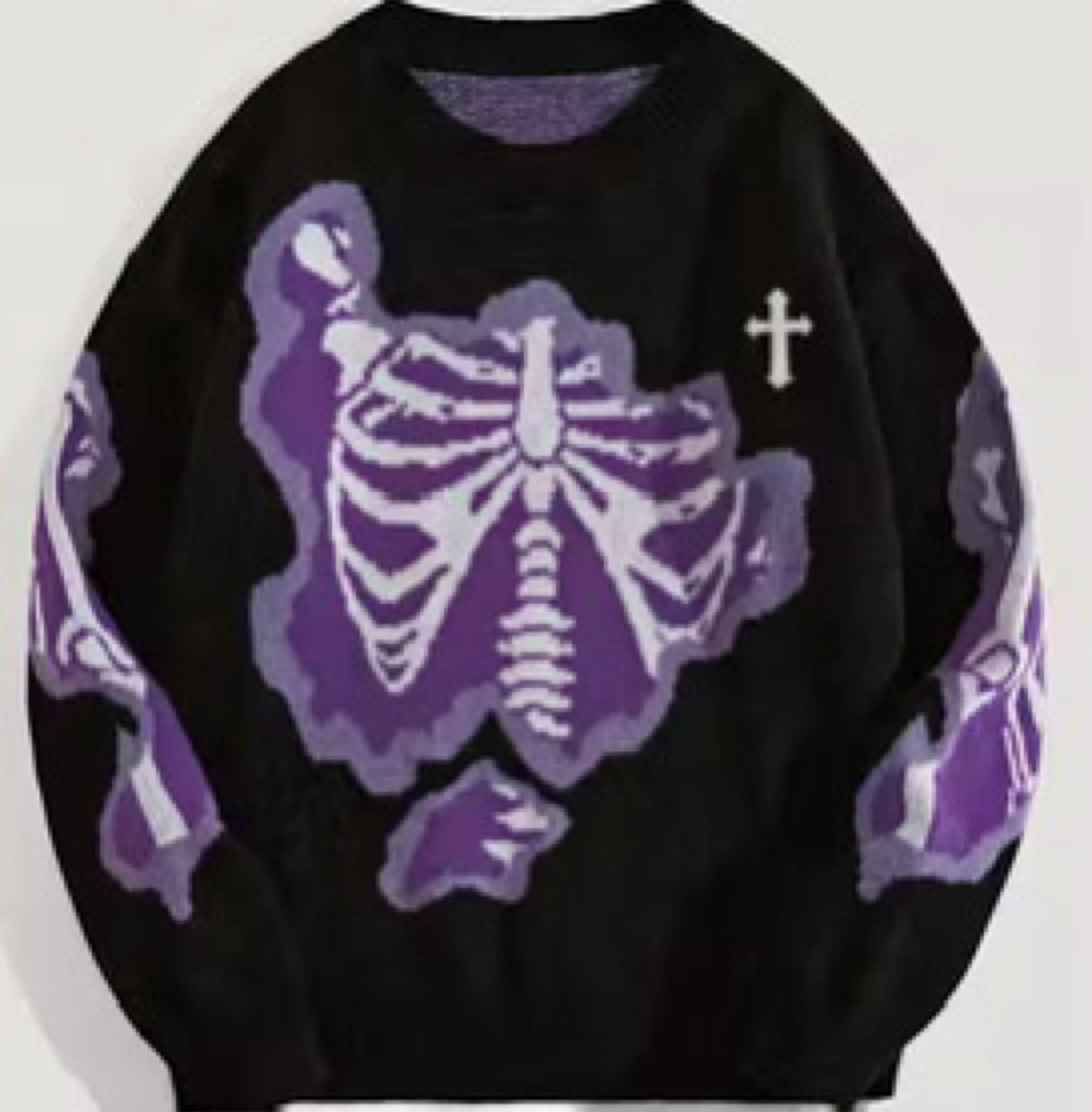 Black and Purple Skeleton Knit Sweater