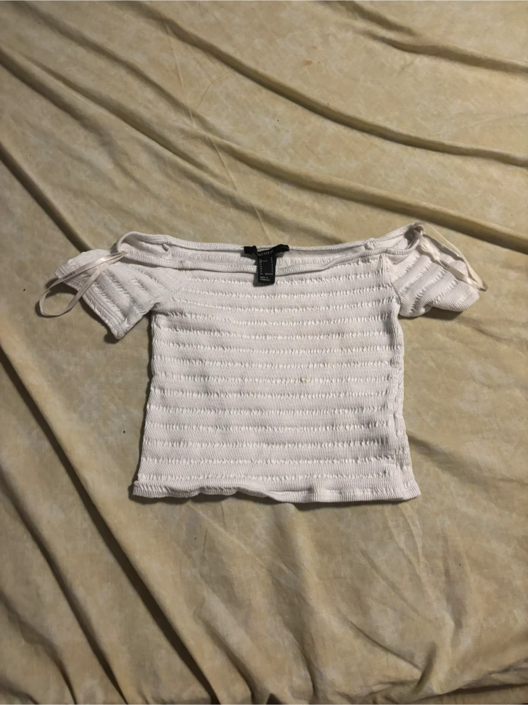 Forever 21 White Smocked Off-the-Shoulder Top