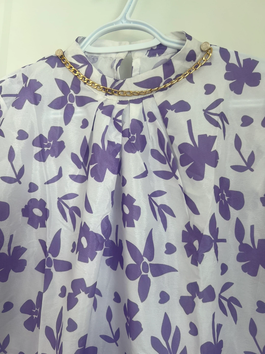 Purple Floral Print Blouse and Skirt Set - photo 3
