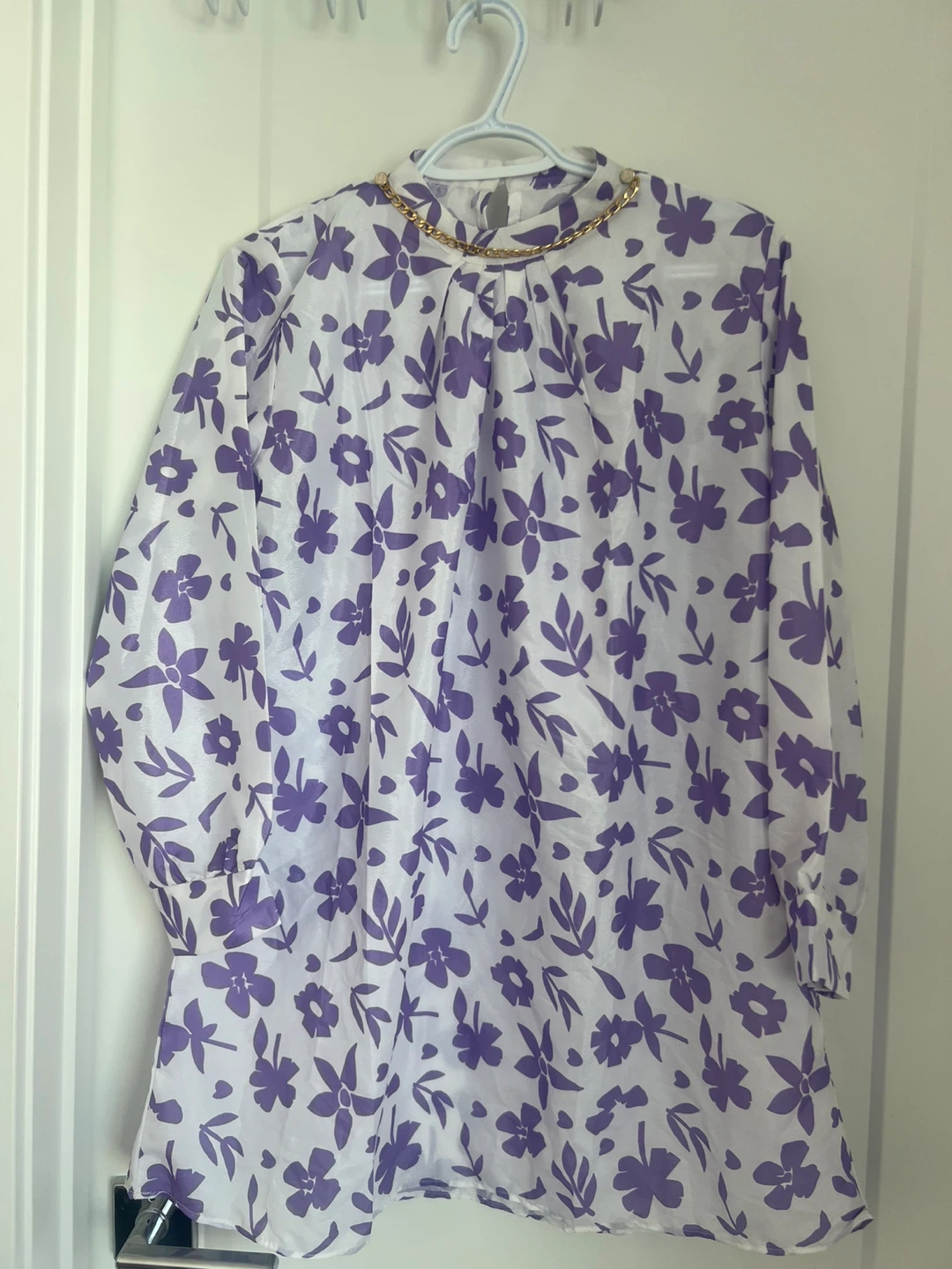 Purple Floral Print Blouse and Skirt Set - photo 2