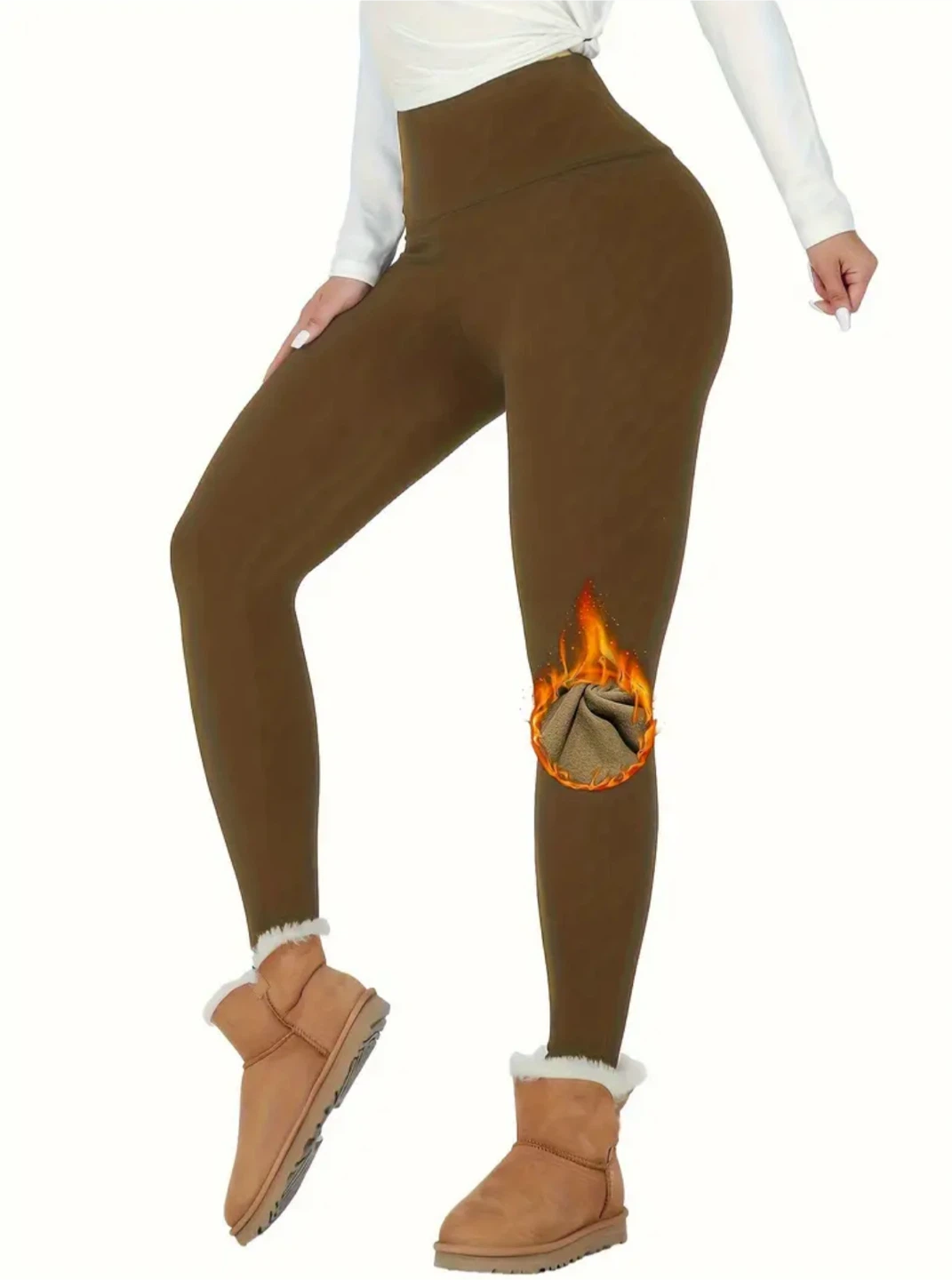 Brown Fleece-Lined Leggings