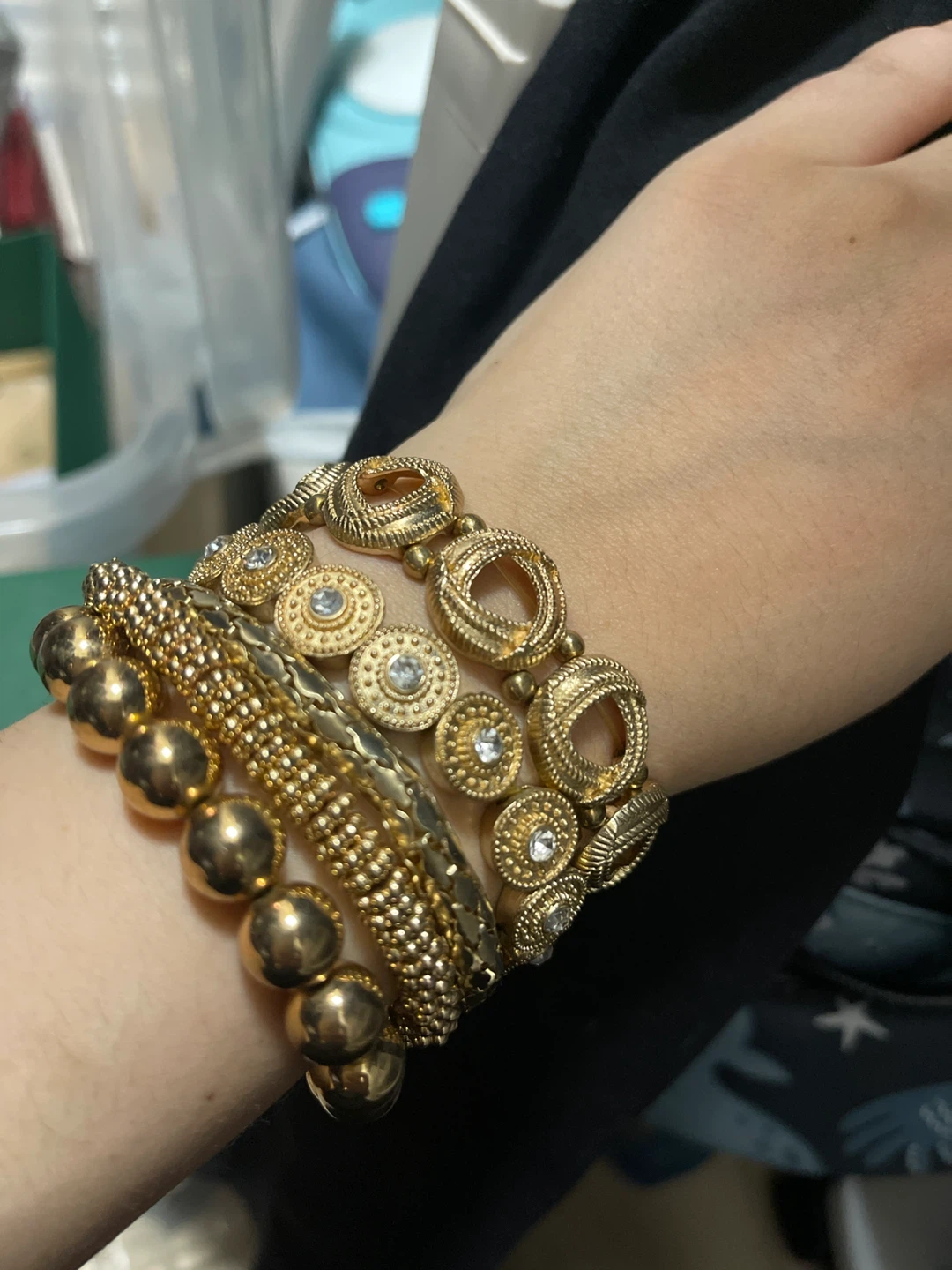 New York & Company Gold Tone Beaded Bracelet Set