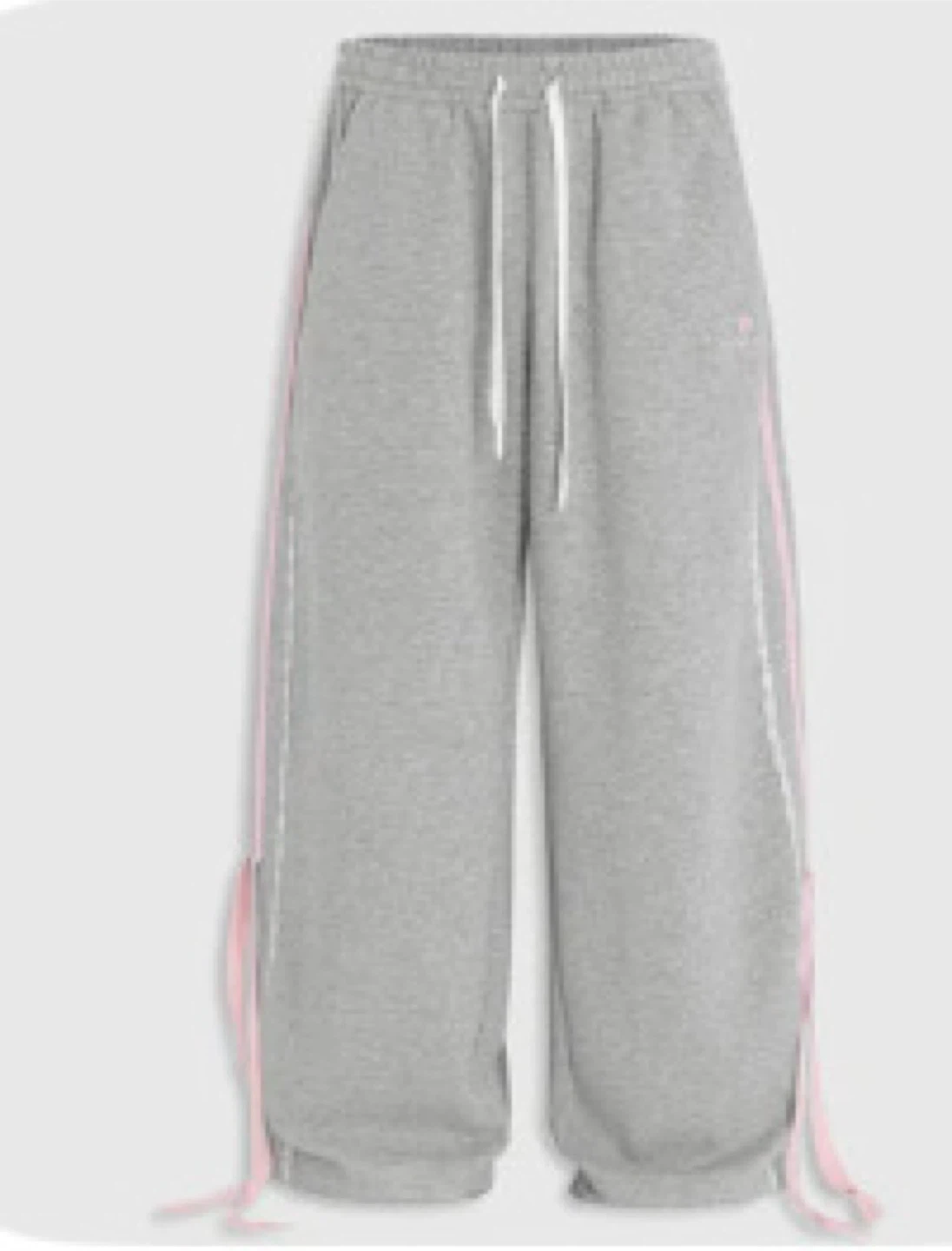 Grey Sweatpants with Pink Side Stripes