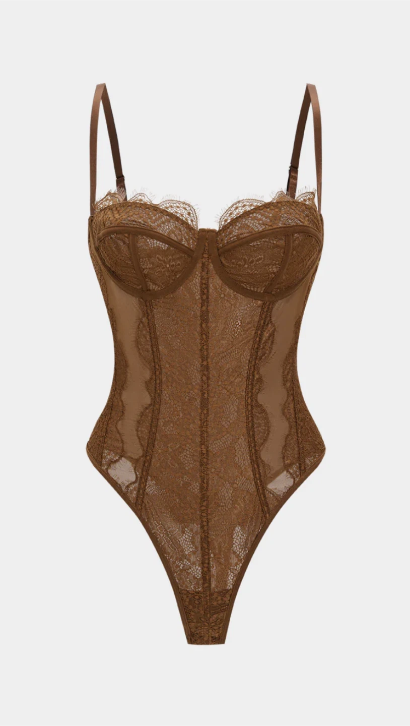 Brown Lace Bodysuit