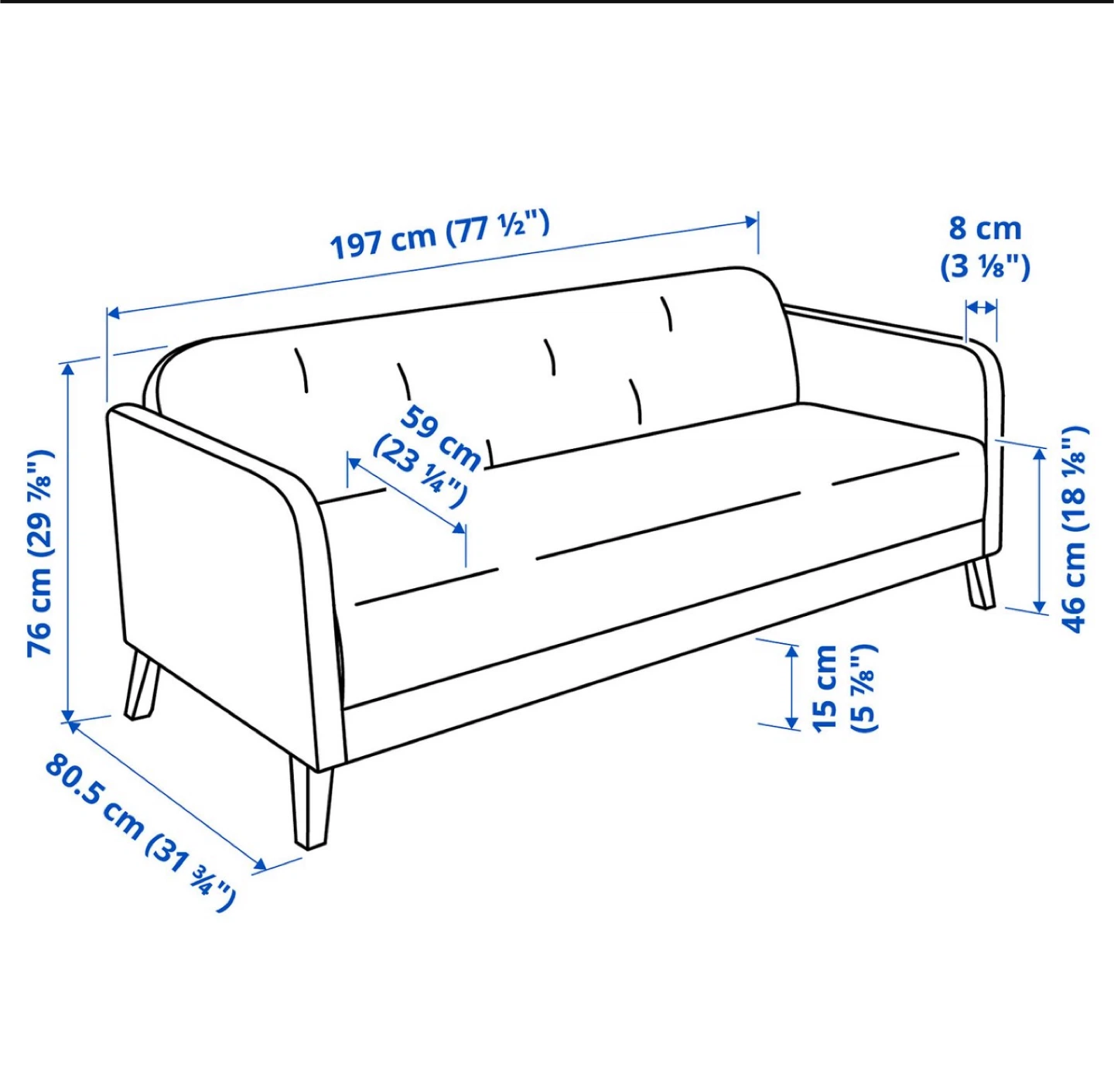 Dark Grey Sofa - 197 cm - photo 2