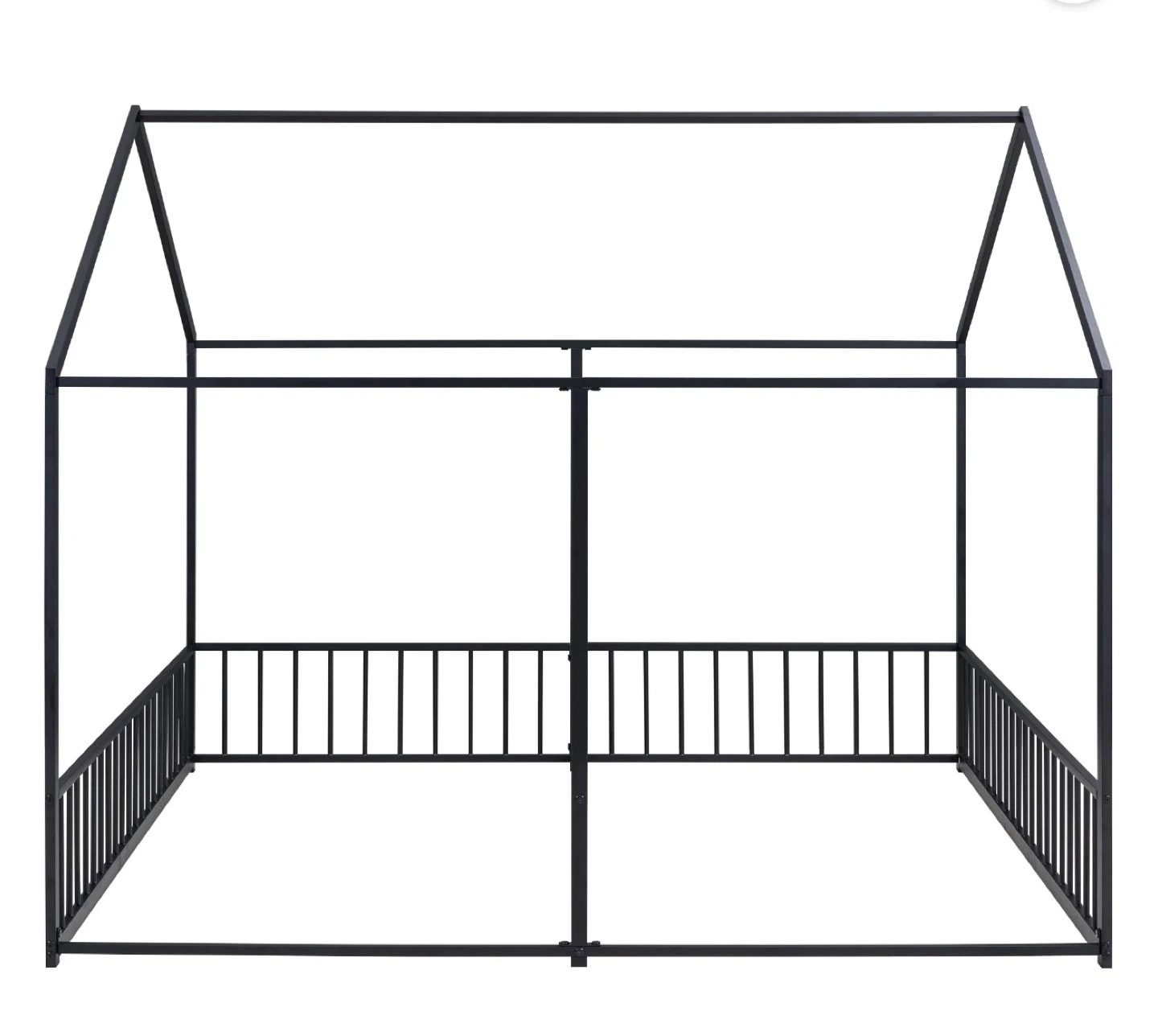 Black Metal House Bed Frame with Rails