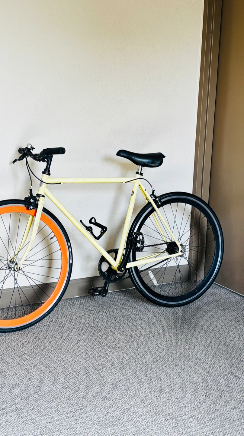 Yellow Single Speed Bicycle with Orange Rims - photo 4