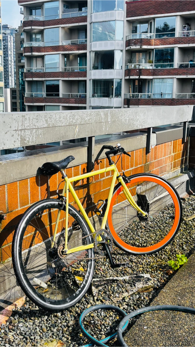 Yellow Single Speed Bicycle with Orange Rims - photo 5