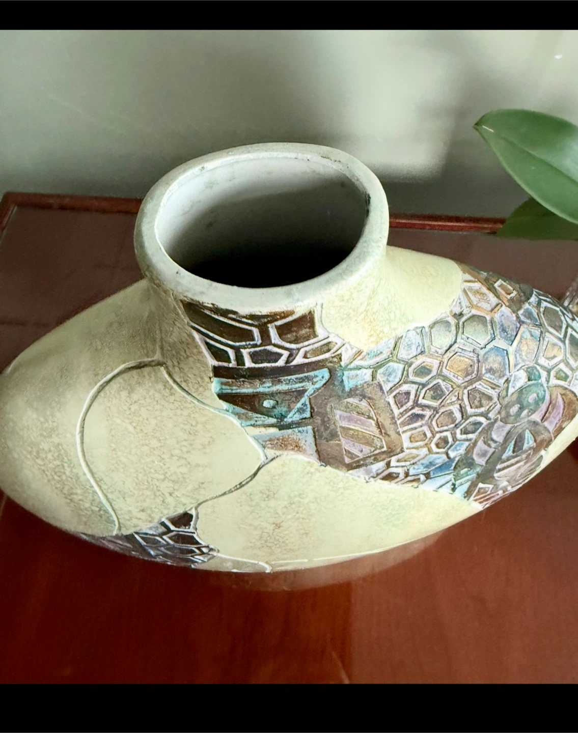 Like New Large Vintage Ceramic Raku-Fired Vase - photo 4
