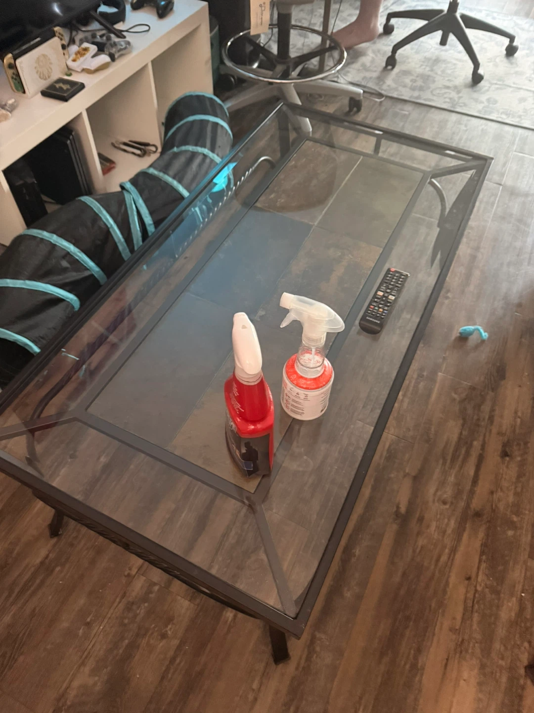 Glass Top Coffee Table Set W/ Metal Frame - photo 2