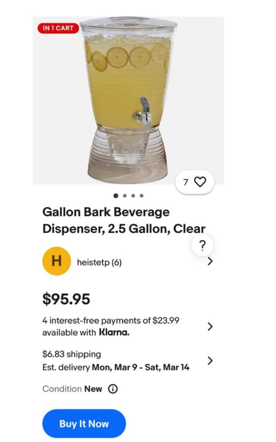 3 Gallon Clear Beverage Dispenser  W/ Ice pitcher - photo 2