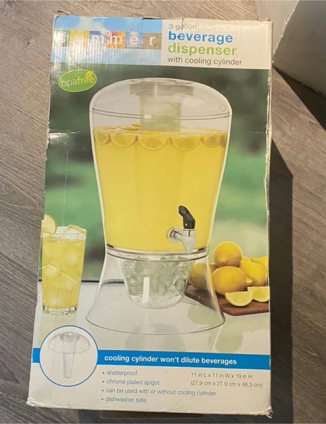 3 Gallon Clear Beverage Dispenser  W/ Ice pitcher