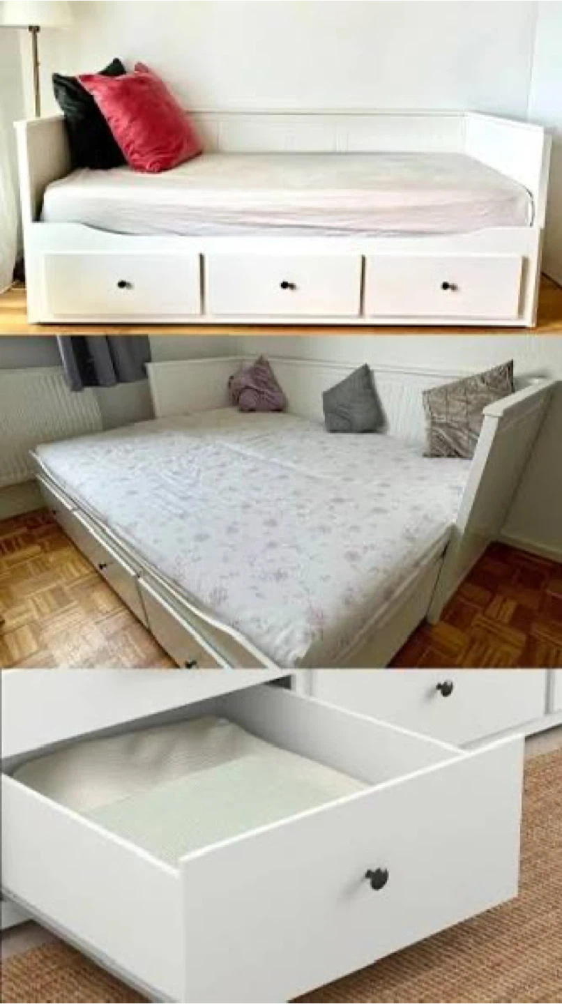 IKEA HEMNES Daybed Frame with 3 Drawers - White, Twin