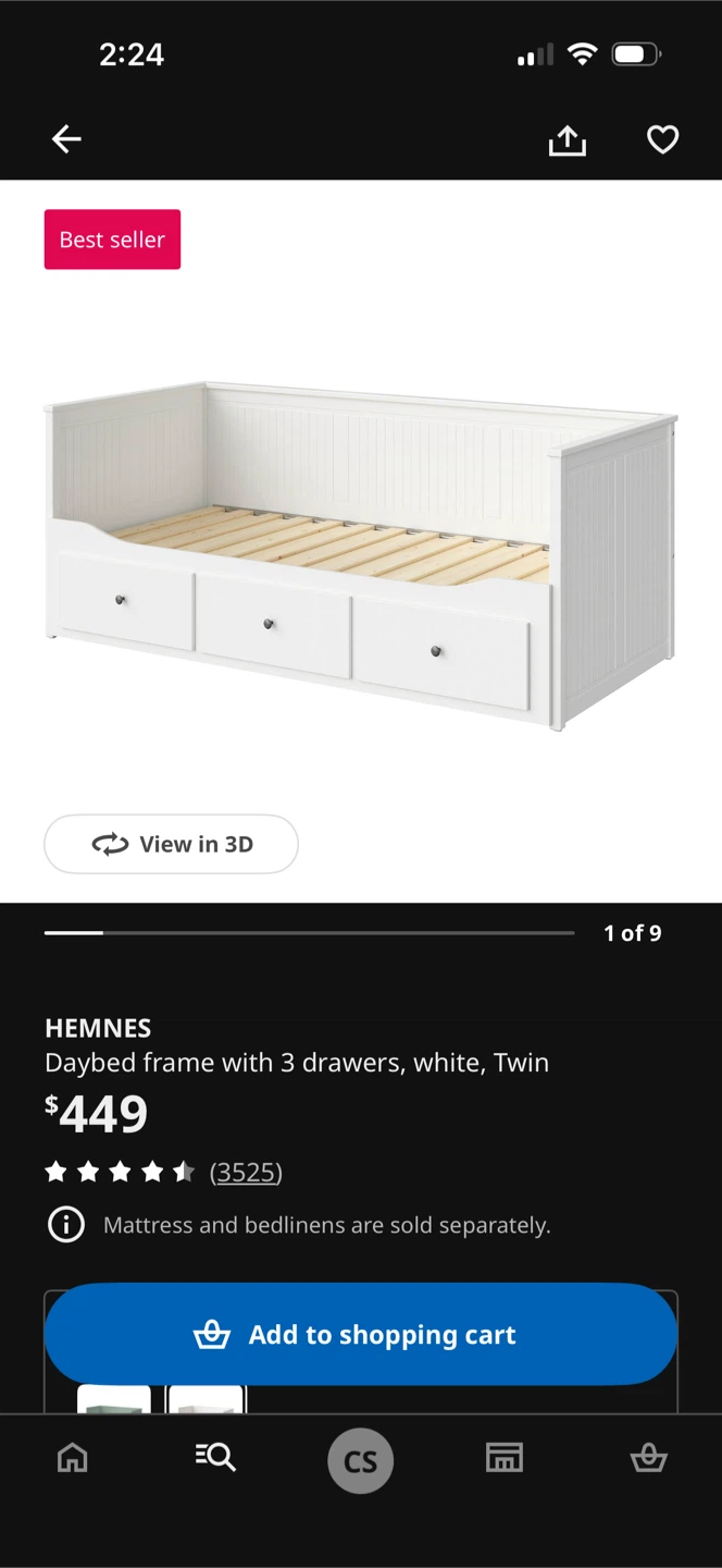 IKEA HEMNES Daybed Frame with 3 Drawers - White, Twin - photo 2
