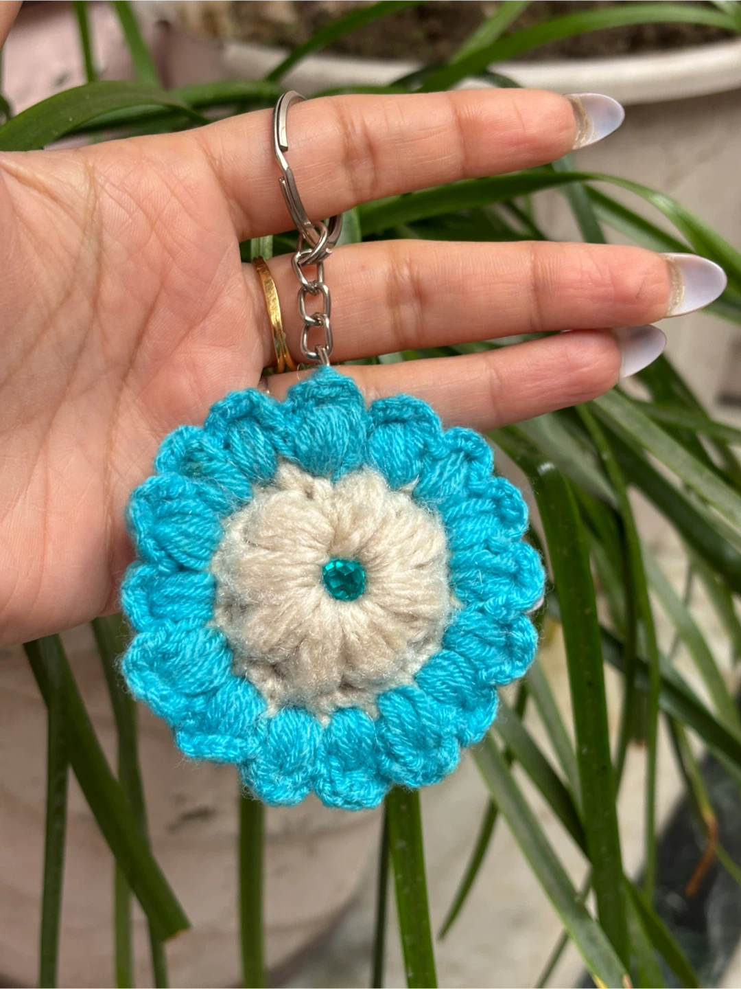 Handmade Crocheted Flower Keychain