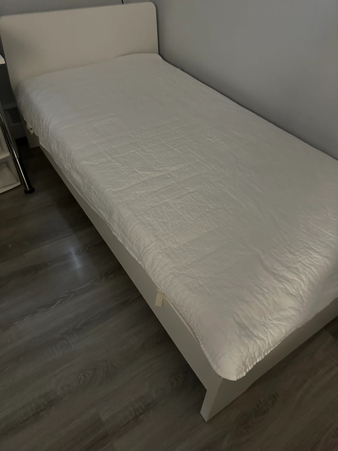 White Twin Bed Frame with Headboard