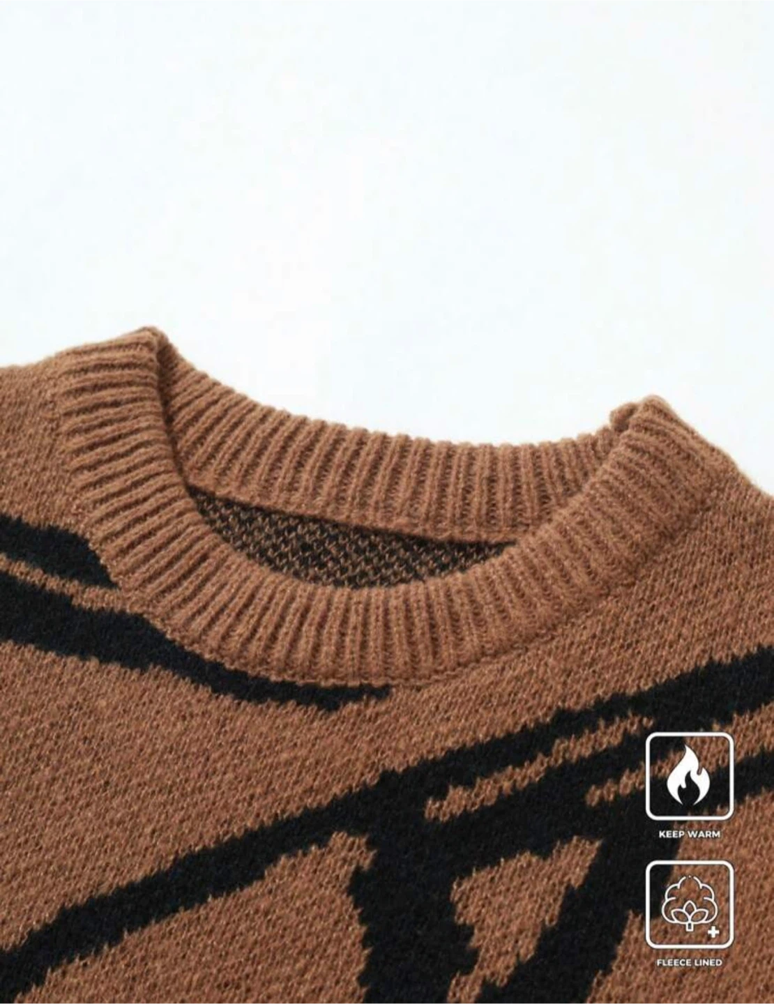 Brown & Black Abstract Print Knit Sweater - photo 3