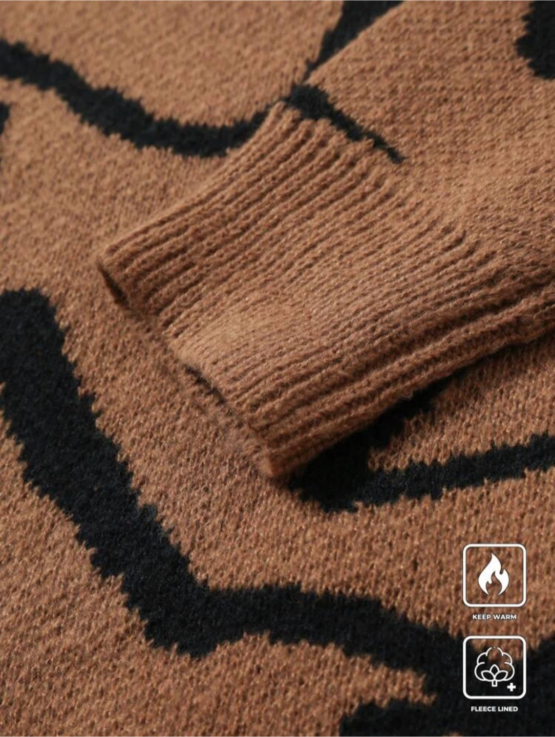 Brown & Black Abstract Print Knit Sweater - photo 2