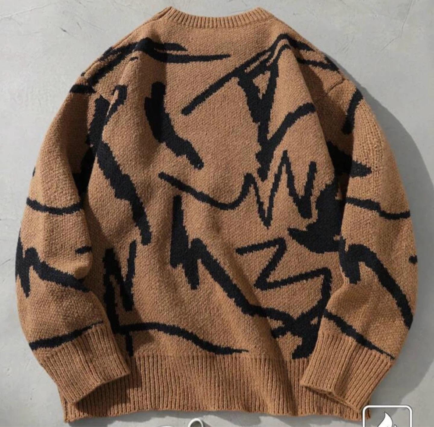 Brown & Black Abstract Print Knit Sweater